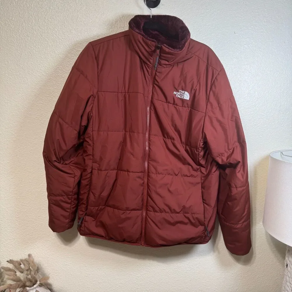 The North Face Maroon Reversible Mt Chimbo Jacket Sz M Fleece Insulate Outdoors